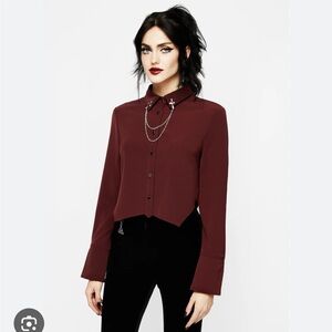 NWT Disturbia Burgundy Button Down Shirt